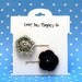 Two Crochet Flower Bobby Pins in Pale Blue and Navy