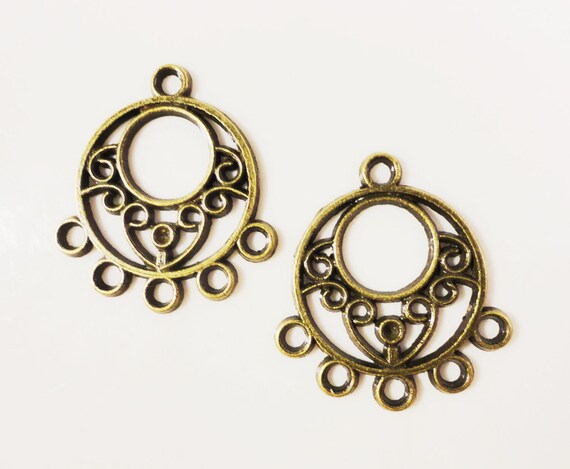 Findings antique findings  24x22mm earring chandelier  Tone (Bronze Brass Metal Antique brass Chandelier  Earring