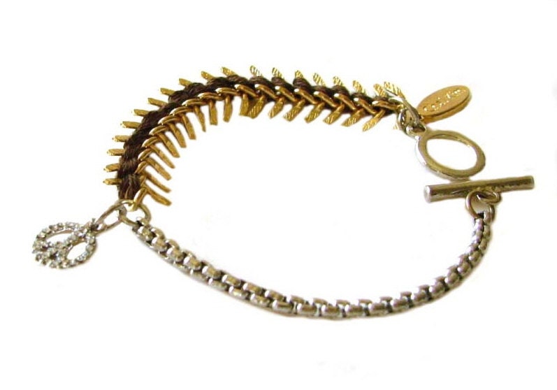 fishbone chain bracelet-Brown-Shipping with tracking