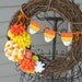 Fall Vine Wreath/Halloween/Candy Corn Banner/Felt Flowers
