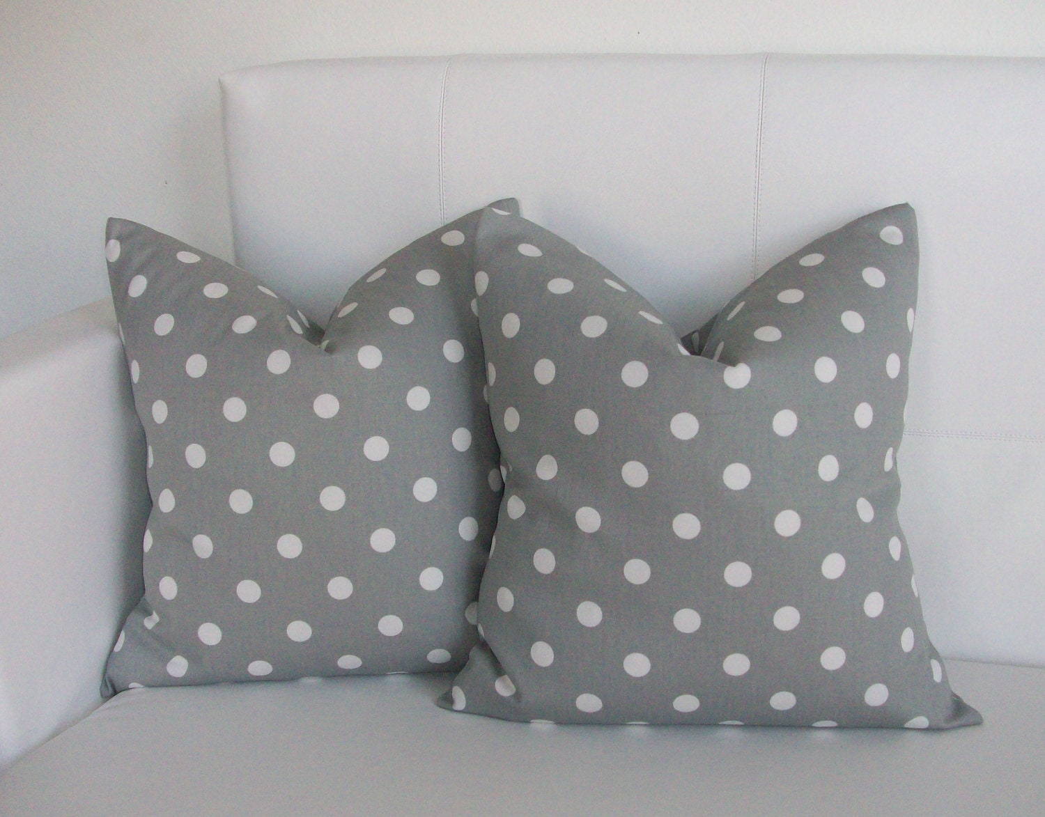 Pillows - Gray Polkadot Pillow Covers - 18x18 - Set of 2 Decorative Throw Pillow Covers