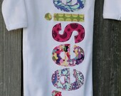 Hand Appliqued Personalized Infant Baby Girl Gown