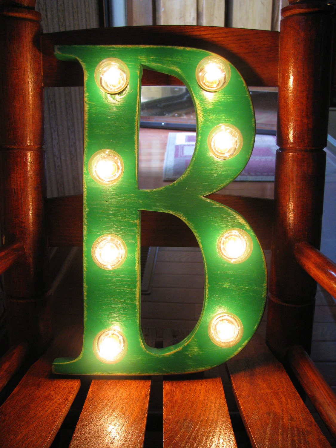 12" Wood letter light, wedding decor, vintage chic, home decor