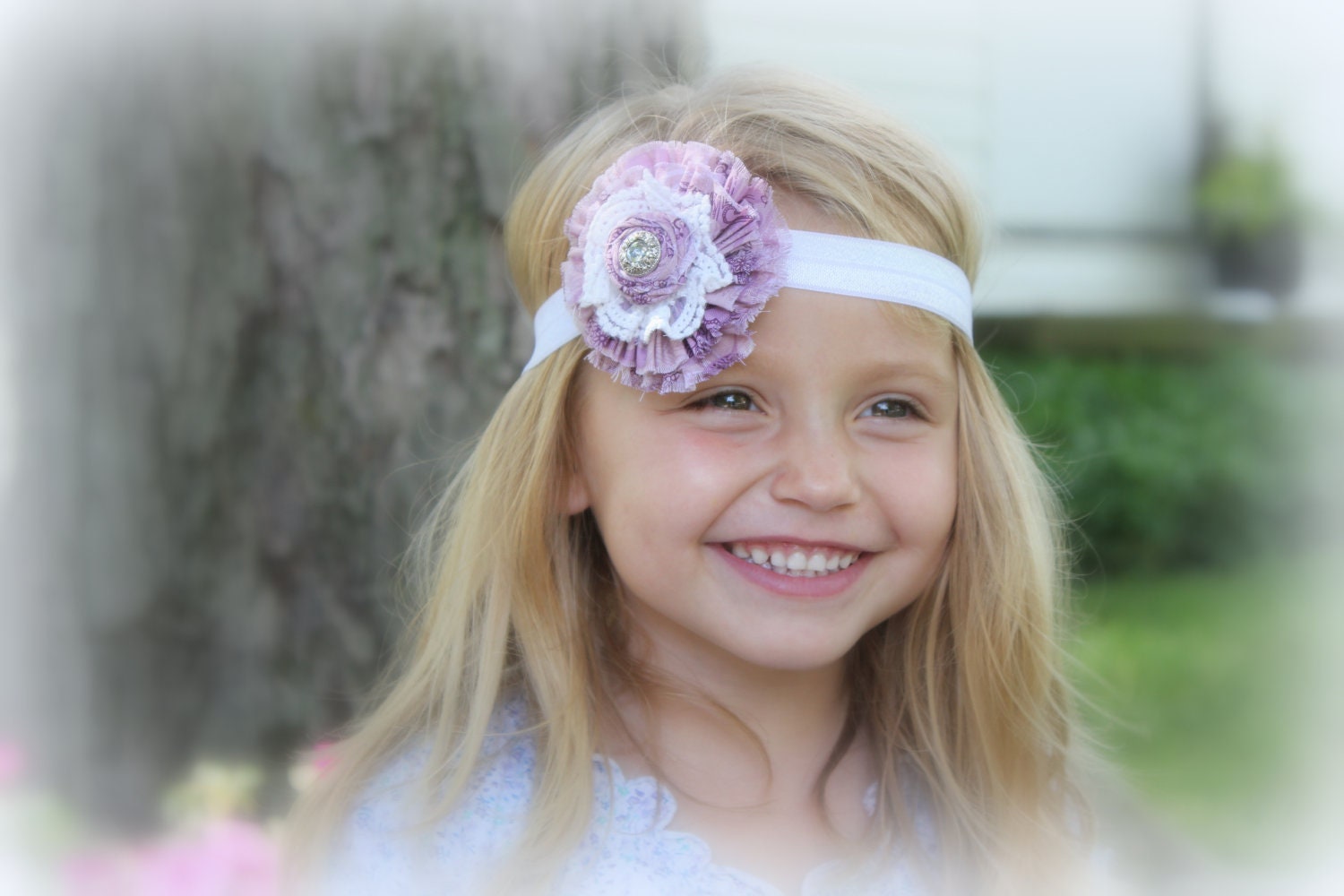 Baby headband, Baby Girl Headband, FLower Headband, Purple Shabby Chic Headband