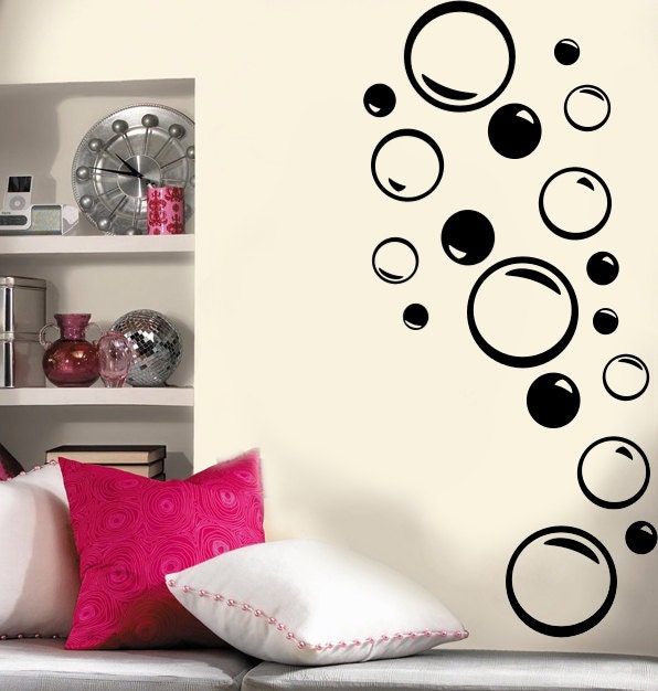 Set of 18 Vinyl Wall Decal Bubbles - Various sizes