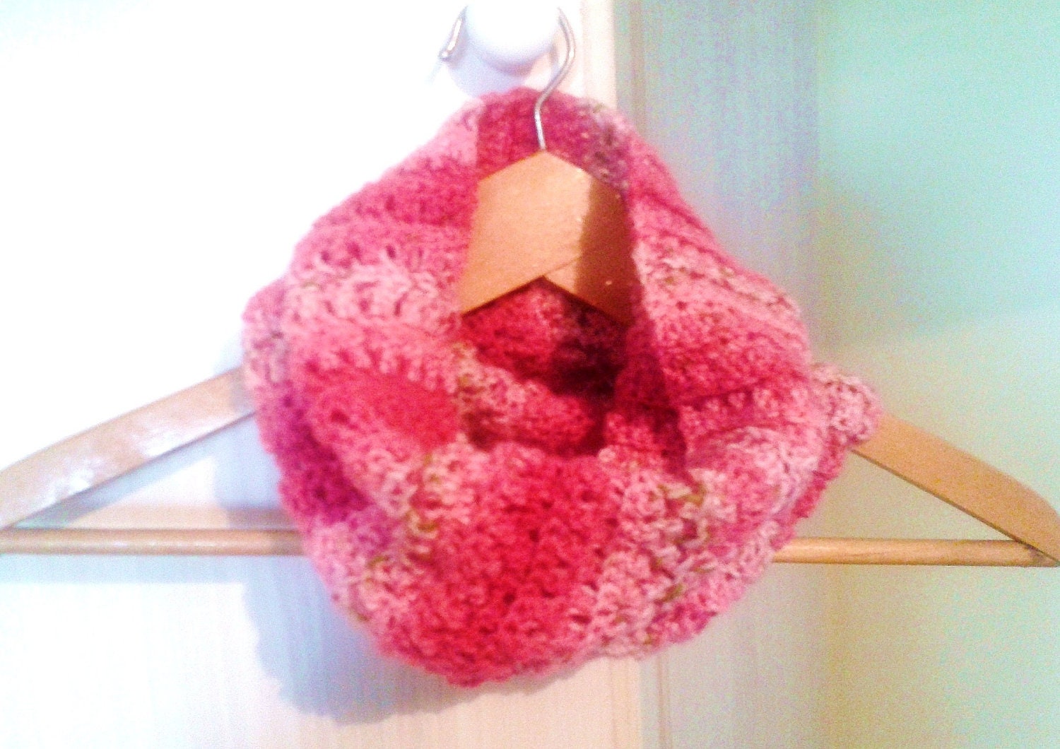 Rose Pink Cowl Scarf Winter Valentine's