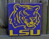 LSU, Custom Wood Sign, Hand Painted, LSU Football, College Football, Geaux Tigers, Retro Colors
