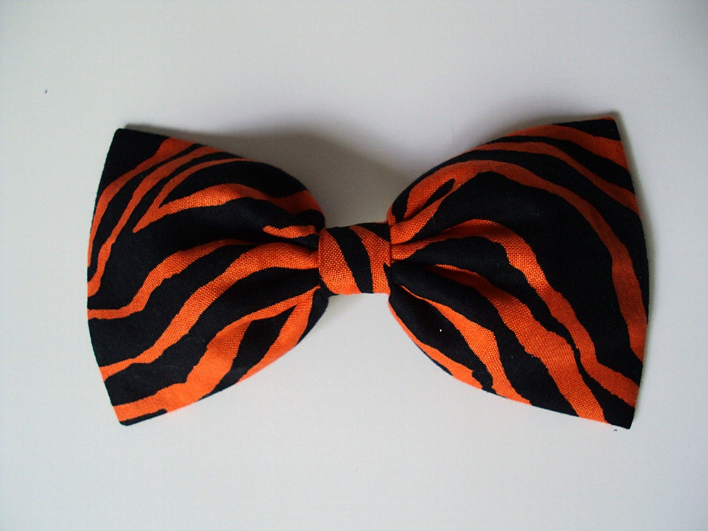 Orange Tigger Halloween Hair Bow- Tiger Print- Zebra Print-Headband, Alligator Clip, or Barette