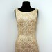 1960s Ivory, Gold & Silver Metallic Sleeveless Maxi Wiggle Dress - Wedding Prom - Small