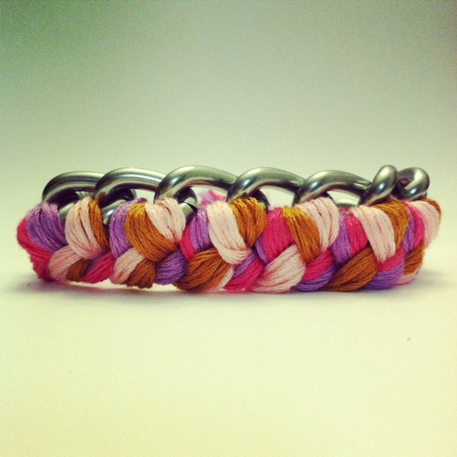 Chain Bracelet in silver chain, braided chain bracelet, woven chain bracelet, silver chain bracelet, silver bangle, pastel bracelet