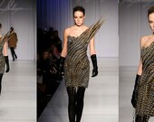 Irina Shabayeva pheasant feather cocktail dress.