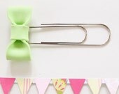 Green Bow Bookmark, Giant polymer clay bow on a giant paperclip