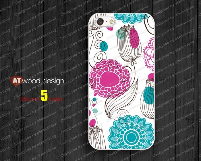 Red blue floral Hard case iphone 5 cases iphone 5 cover Rubber case Iphone 4 case