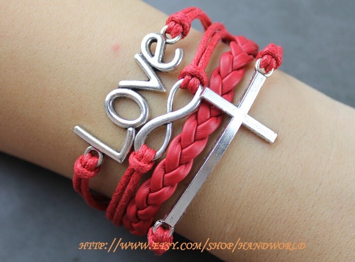 Silvery Love Bracelet Cross Bracelet Infinity Karma Bracelet Wish Bracelet Gift For Friend,Lover-N5645