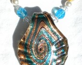 Winter Elven Necklace- Turquoise White and Gold Necklace