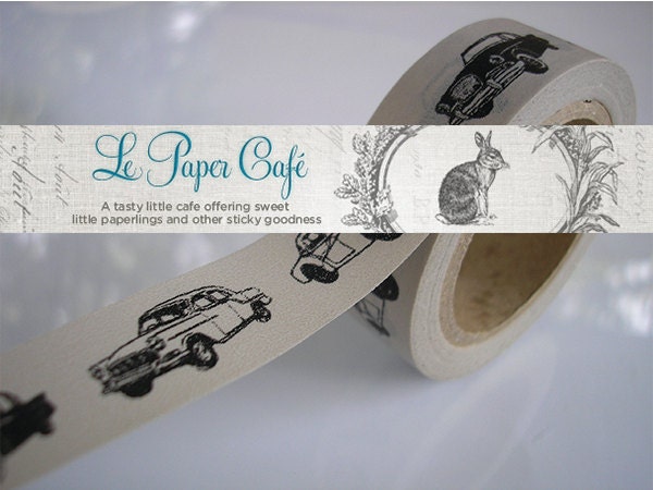 VINTAGE CLASSIC CARS Washi Tape - Decorative Masking Tape - 15mm x 10m