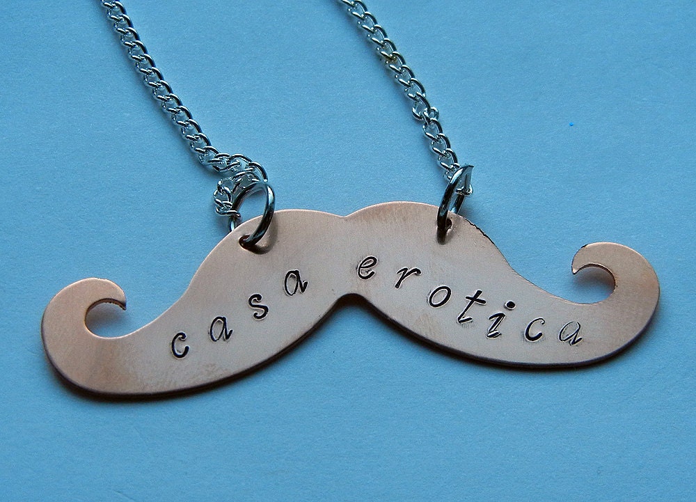 Hand Stamped Gabriel Casa Erotica Mustache Necklaces - Supernatural