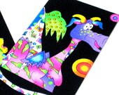 FUN Dragon Fabric Envelopes, 3 Business Card Sleeves, DRAGON Fabric Black Background, Fun FaBrIC ENVELOPES