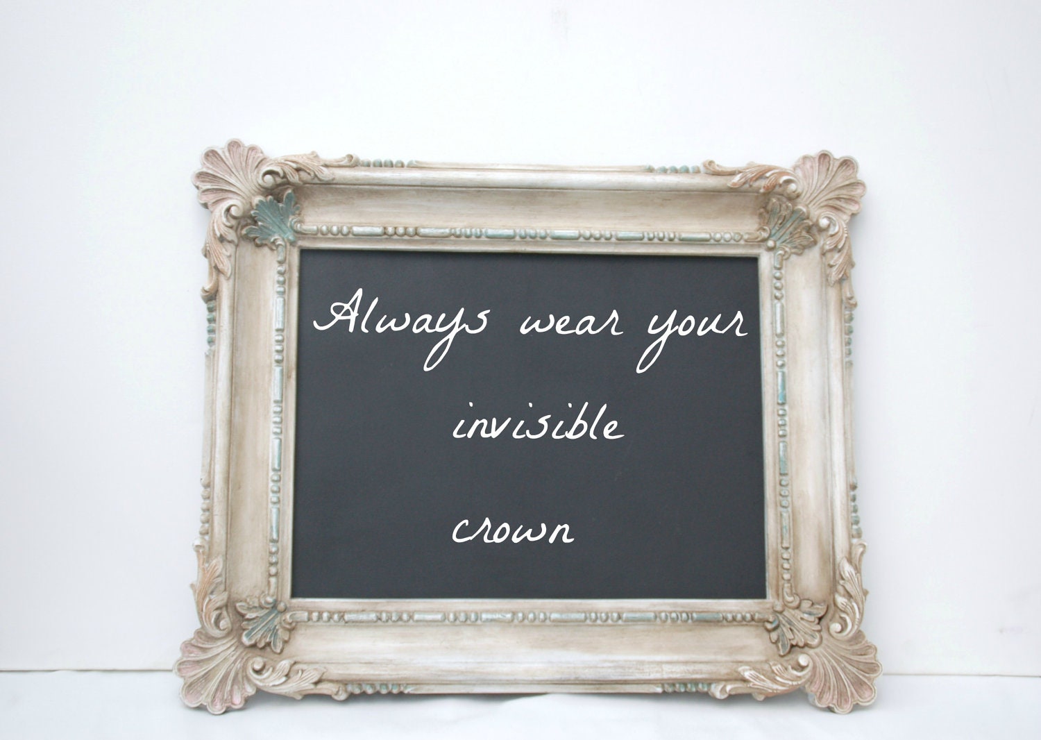 Shabby chic chalkboard frame ornate detail hand painted upcycled french provincial