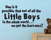 How Possible that Out All Little Boy Boy Room Kid Brothers Baby Nursery Quote Sticker Vinyl Large Wall Decal Lettering Art Decoration B31