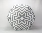 Nursery Decor Ottoman Pouf Pillow Storm Gray and White Chevron Zig Zag