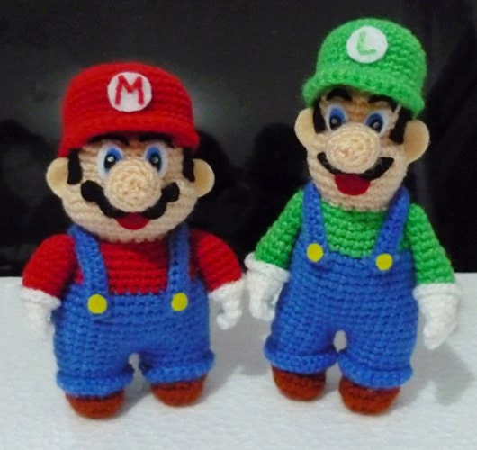 Large Crochet Super Mario and Luigi Amigurumi set of 2- Finish Doll