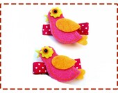 Girl Hair Clips, Baby Hair Clips, Felt Hair Clips, Cute Felt Bird on Alligator Clippie, Girls Hair Accessories, Alligator Clip for Kids