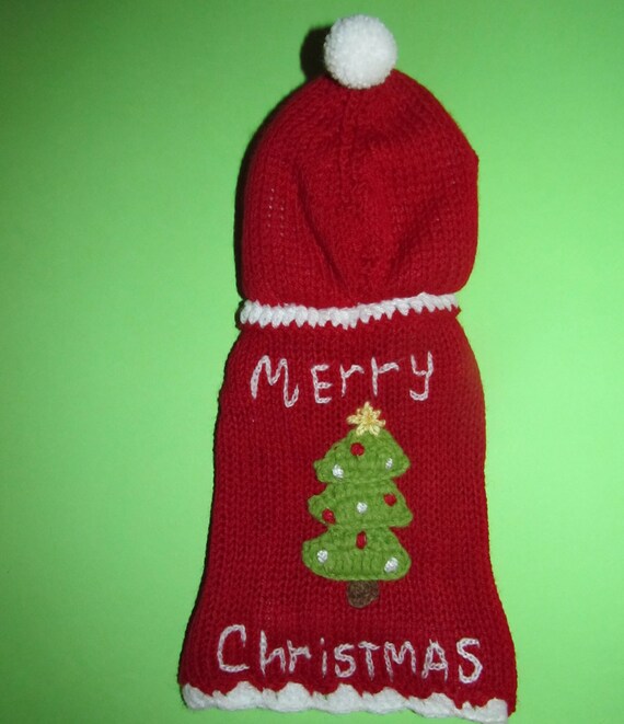 Christmas dog sweater knitted dog jumper puppy by ADogFashion