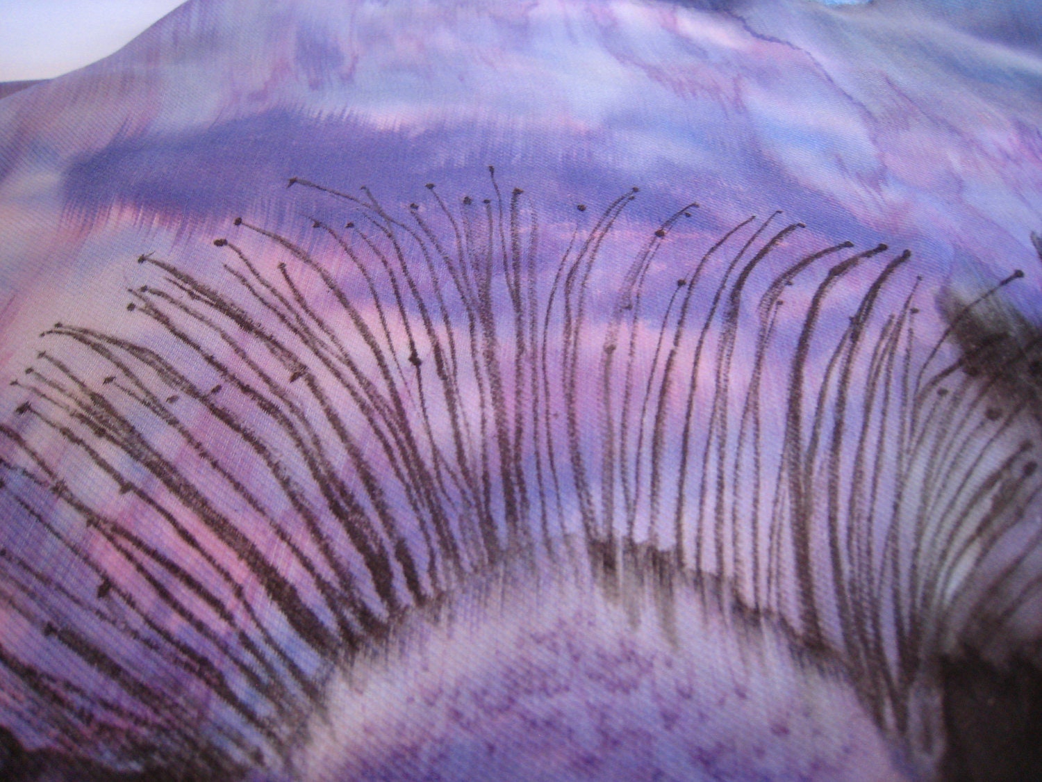 Original design silk art painting black and purple stole