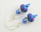 Periwinkle Blue Dangle Earrings, Blue Beaded Earrings, Lampwork Earrings, Beadwork Earrings, Women's Jewelry, Gifts for Her