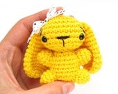 Cute small bunny rabbit  - Floppy ears - Crochet - Amigurumi stuffed toy -  Many color options - Cotton - Yellow