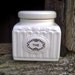Vintage French tea canister in glossy white ceramic, tea container, jar