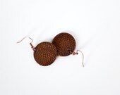 Copper Earrings Round Pebble Texture