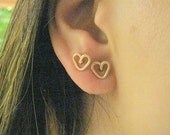Gold heart earrings, gold earring, heart earrings, tiny stud earrings, stud earrings , gold filled earrings,small stud earrings