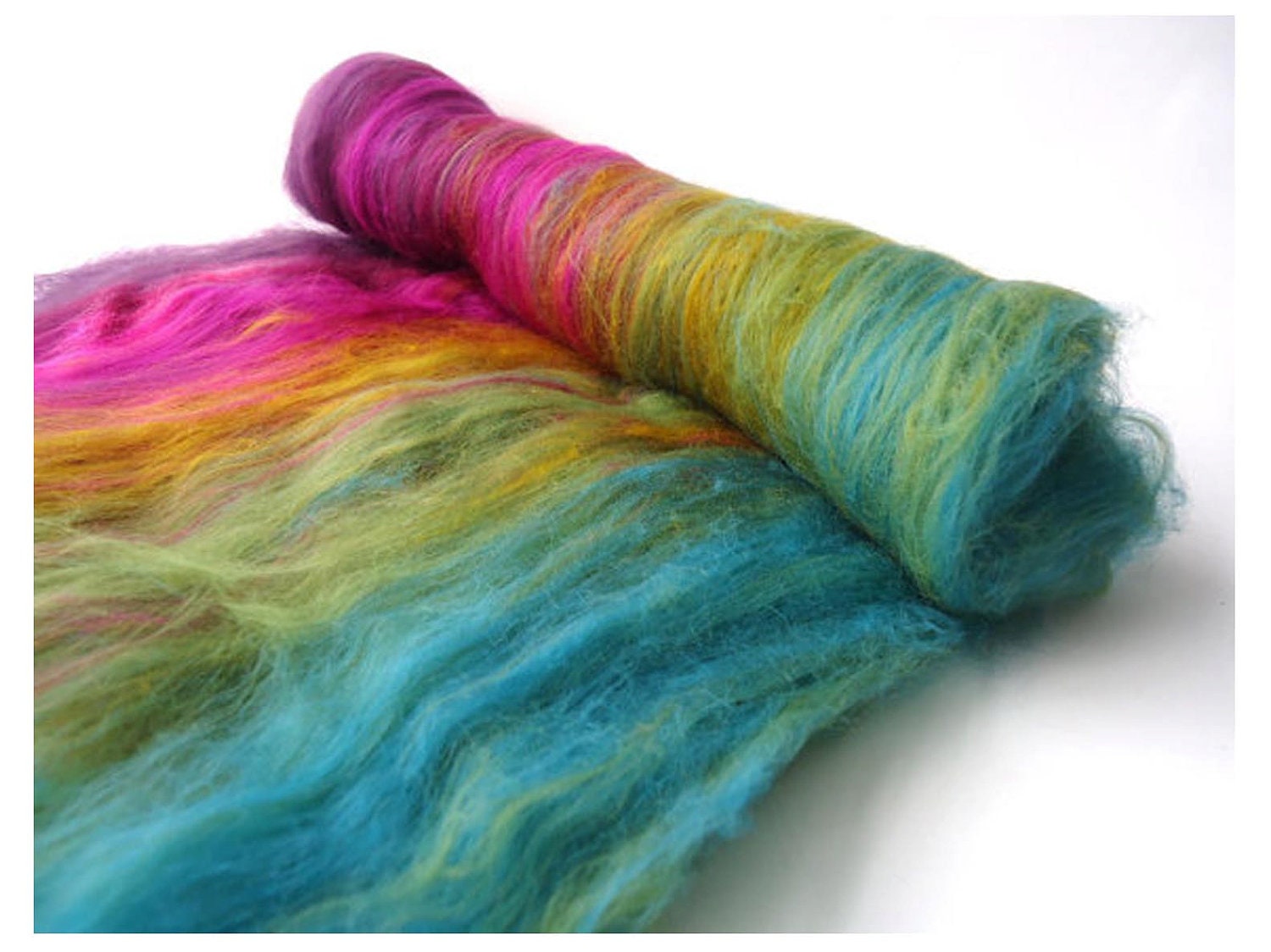 Spinning Batt - Purple - Green - Jade -  Gradient - merino wool - Felting - UK - 3.5oz  - 100g - IRIDESCENT PUDDLE