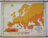Vintage Belgian School Map of European Isotherms (July)