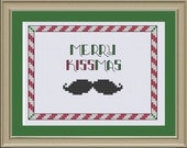 Merry Kissmas: funny Christmas mustache cross-stitch pattern