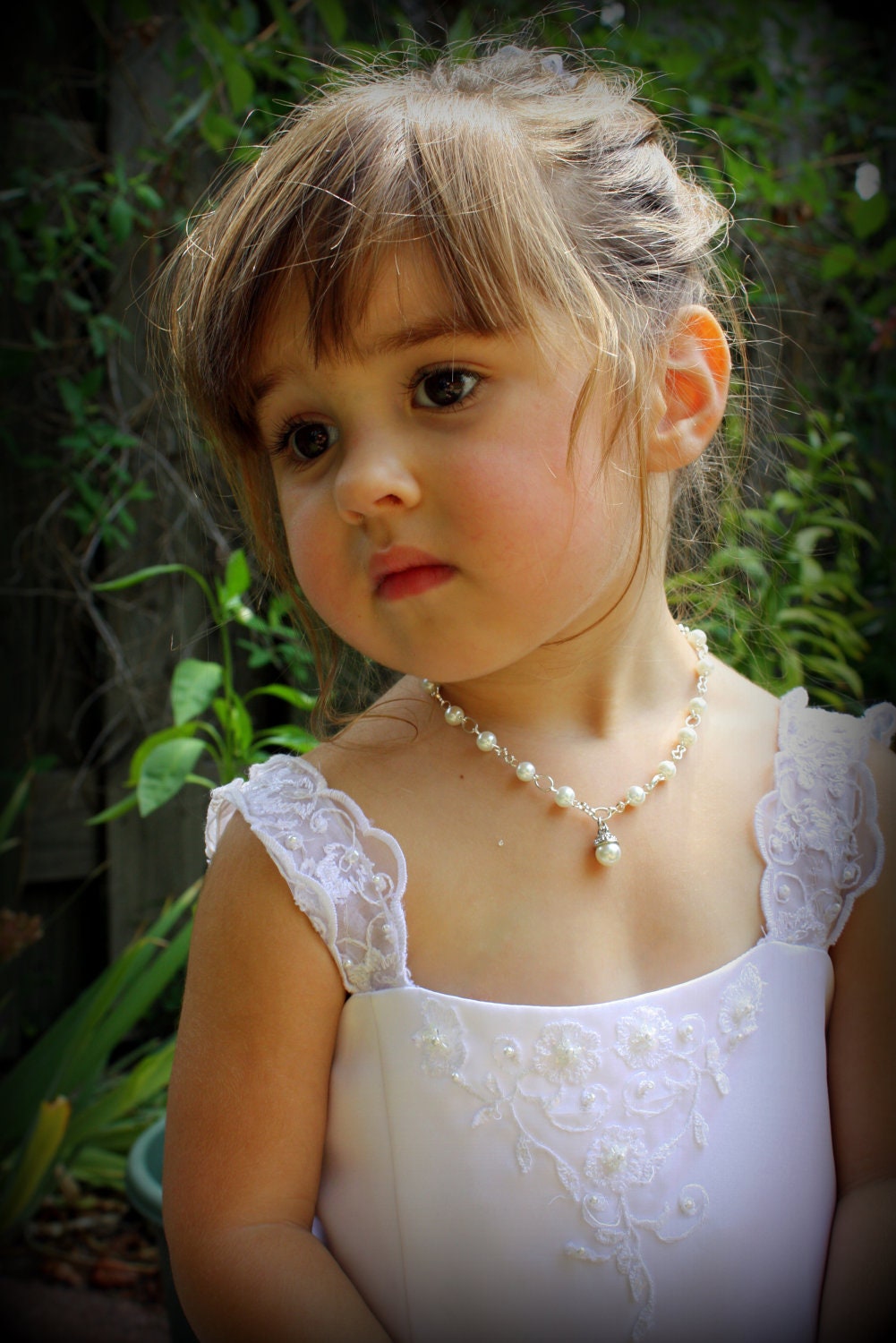 Flower Girl Necklace-Flower Girl Gift-Flower Girl Jewelry-Miniature Bride-Pearl Drop Necklace-Pearl Necklace-Dream Day Designs