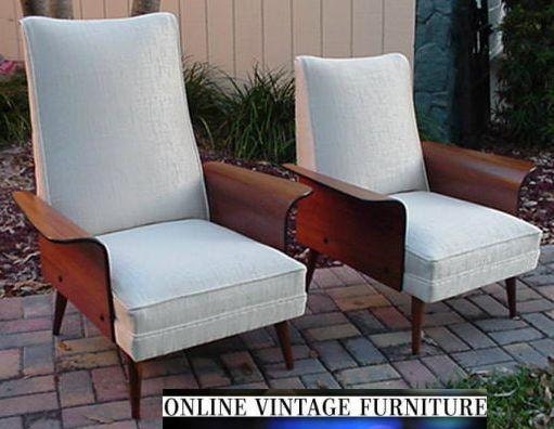 RESTORED 1950s 2 lounge chairs TEAK chair Eames mid century midcentury mid-century designer danish modern retro atomic vintage