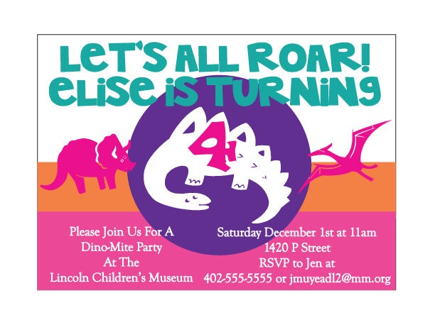 Diva Dinosaur Birthday Invitation
