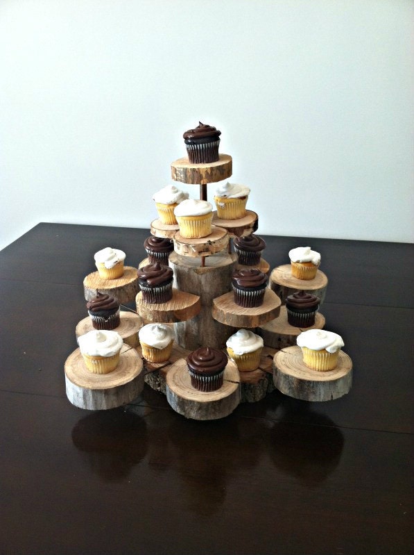 Rustic Wood and Copper Cup cake stand that hold 24 to 48