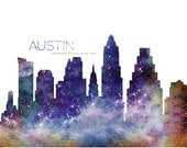 Austin Texas Skyline Galaxy Universe Fine Art Print