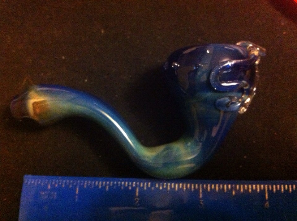 OCEAN BLUE American handblown glass pipe made out of blue glass
