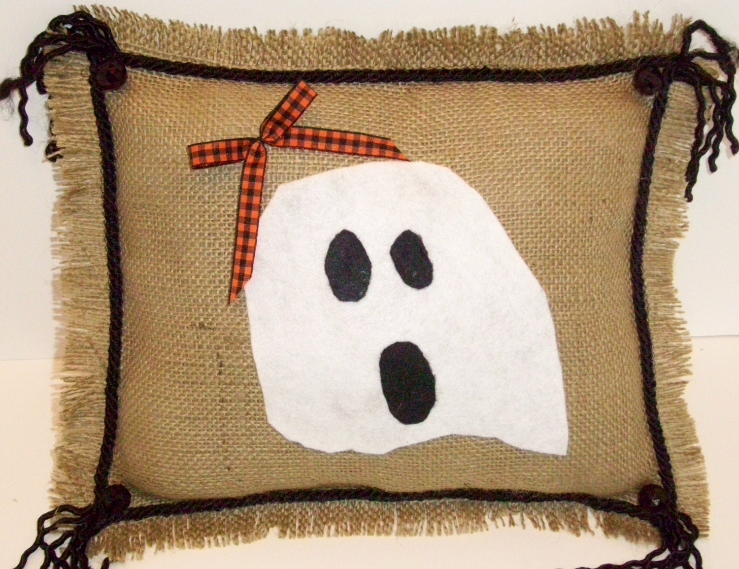 Handmade HALLOWEEN PILLOW with GHOST Image Price Reduced
