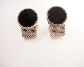 Black Disc Vintage Cufflinks Wrap Mesh Wedding Business