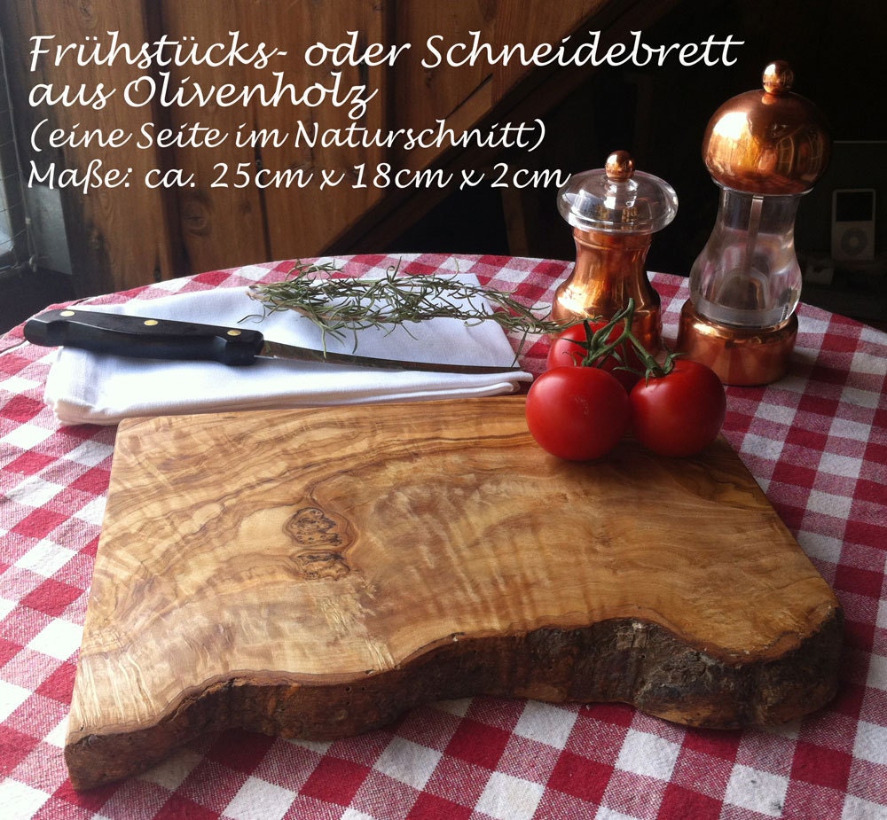 Olive Wood Cutting Board rectangular - one side natural finished - natural edge
