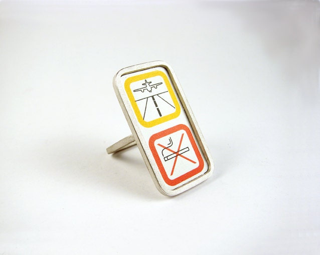 SHE's got a TICKET to RIDE 3 silver square ring
