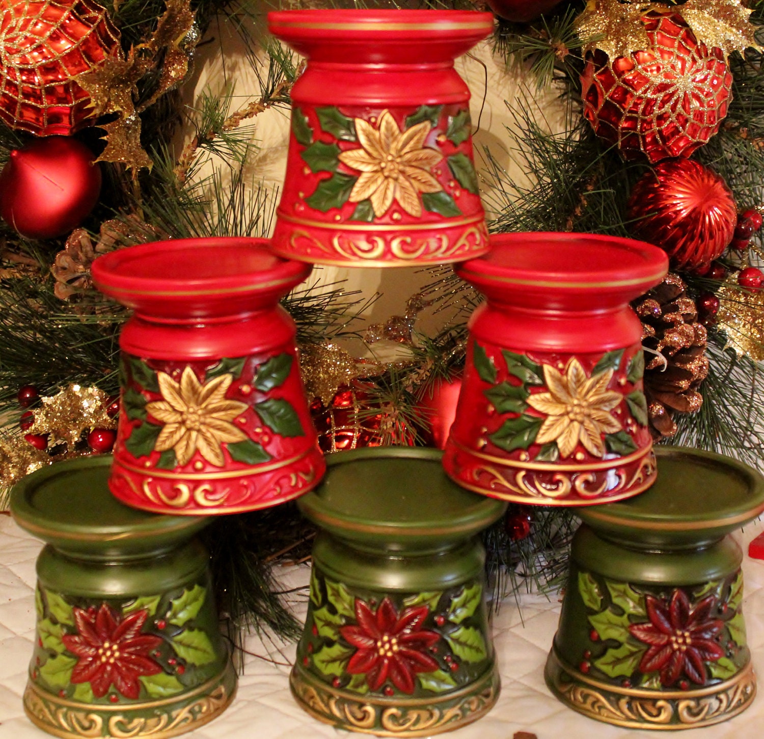 Vintage Christmas Candle Holders 