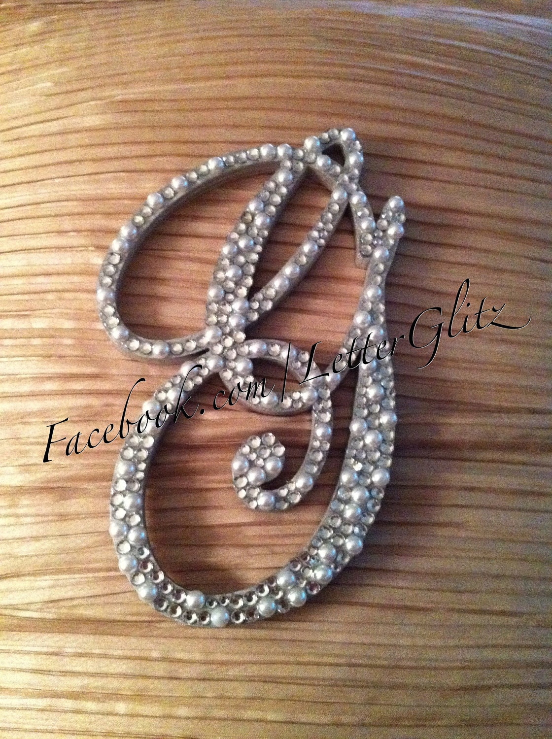 Pearl and Clear Crystal Bling Monogram Cake Topper
