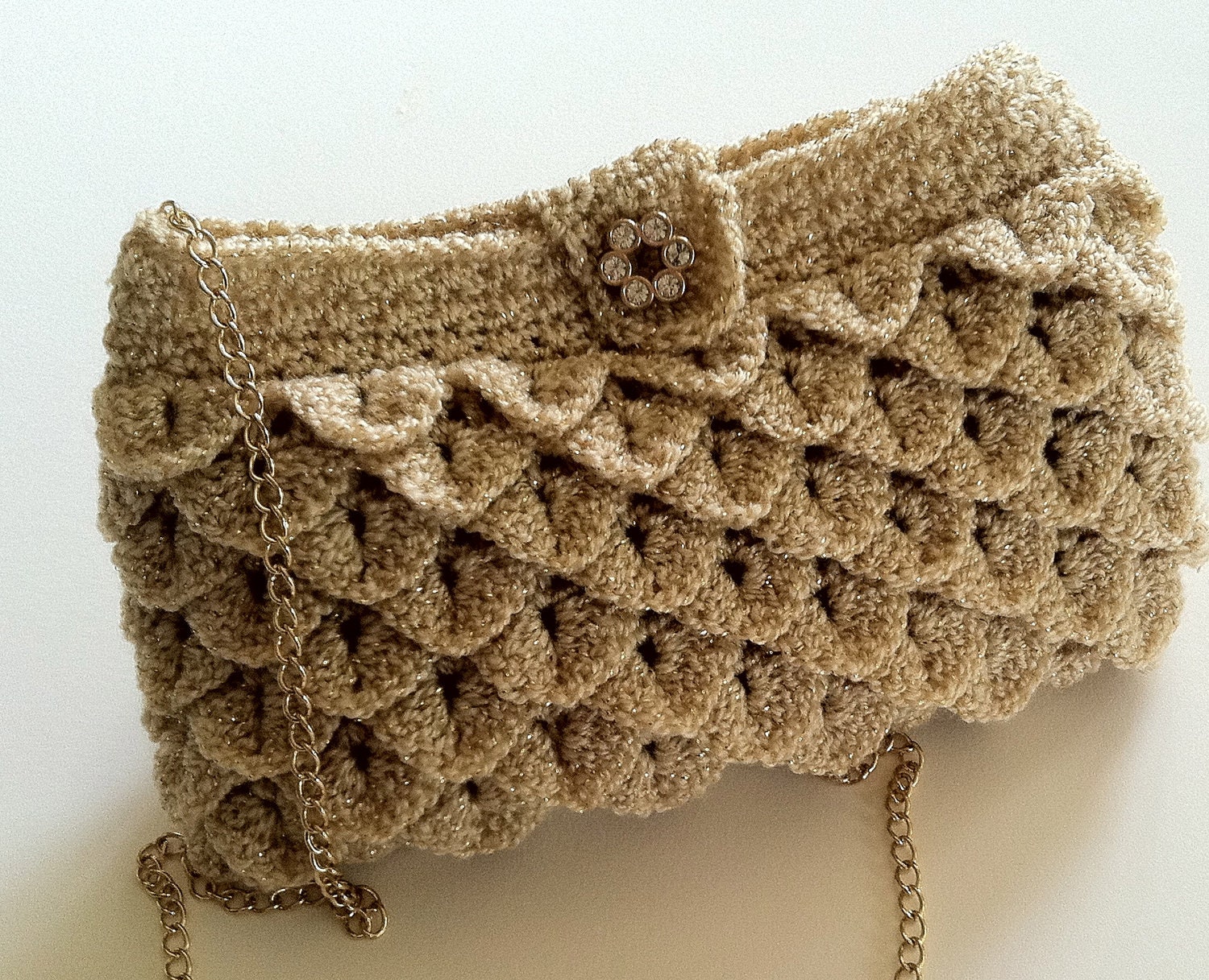 Crochet Pattern for Clutch, Purse, Evening Bag, Crocodile Stitch, PDF 12-056 INSTANT DOWNLOAD